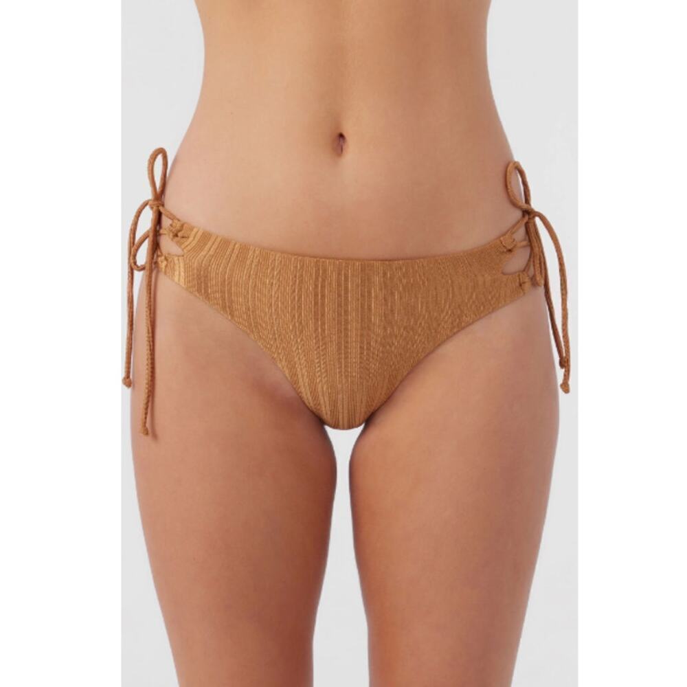 O'neill Women's Brown Sugar Mizi Metallic Rib Jensen Skimpy Bikini Bottom Size L
